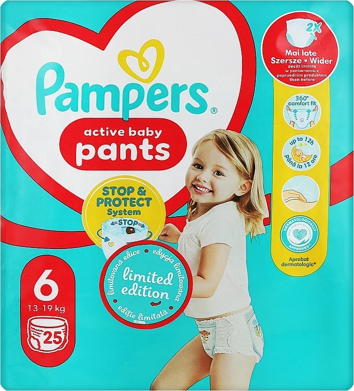 Pannolini mutandina Pants, Taglia 6, 14-19 kg, 25 pz.
