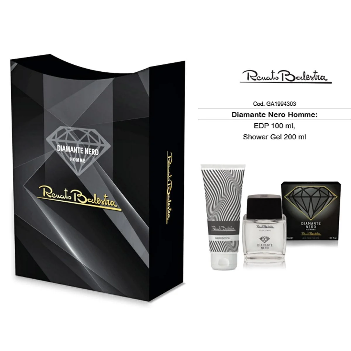 Renato Balestra DIAMANTE NERO POUR HOMME: EDP 100ml + Gel Doccia 200ml