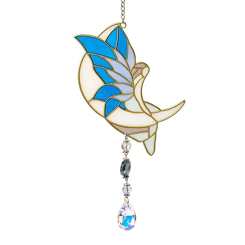 Pendente Fata Lunare Blu in Vetro – Decorazione Feng Shui per Finestre