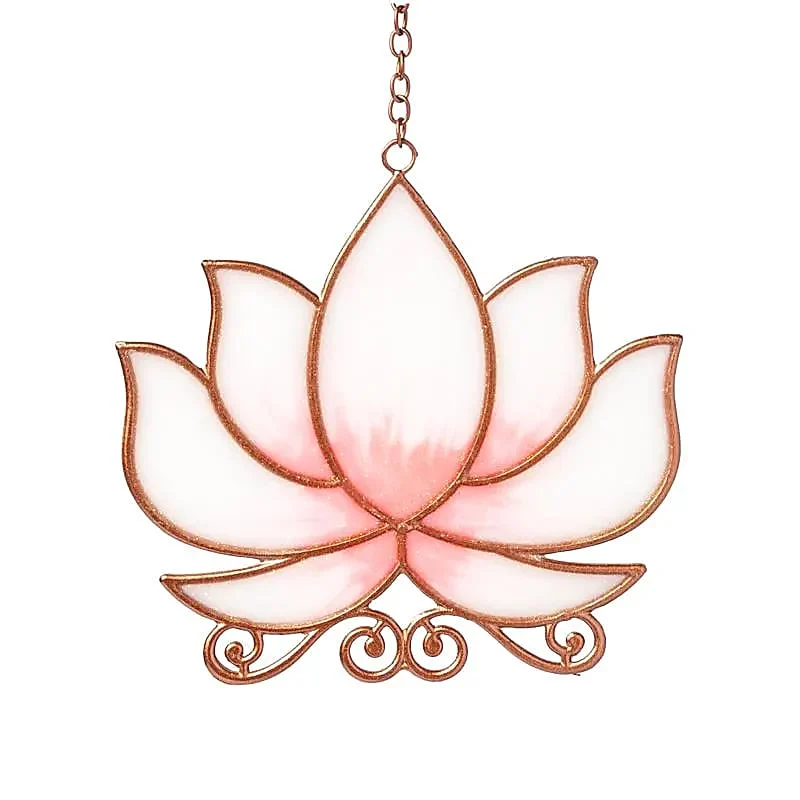 Pendente Loto Rosa in Vetro – Decorazione Feng Shui per Finestre