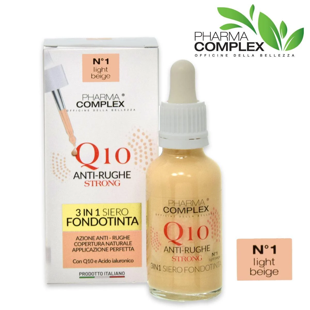 Pharma complex fondotinta antirughe q10 30 ml n1 light beige