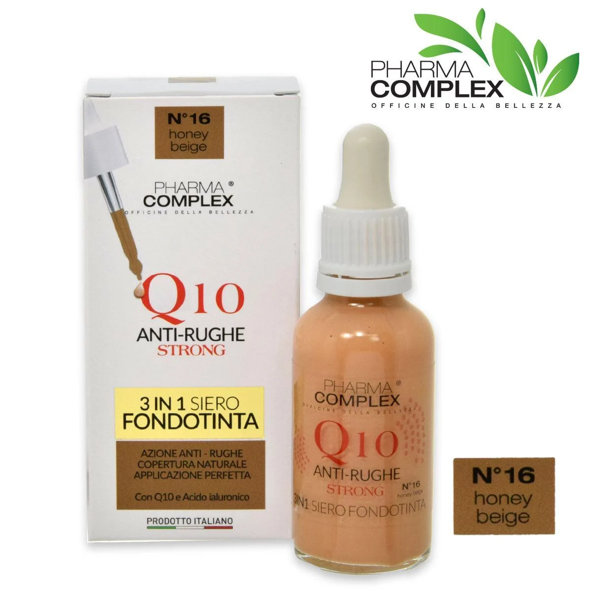 Pharma complex fondotinta antirughe q10 30 ml n16 honey beige