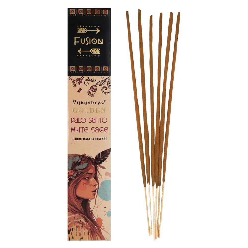 Palo Santo e Salvia Bianca - Bastoncini di Incenso - Vijayshree Golden Fusion - 15g