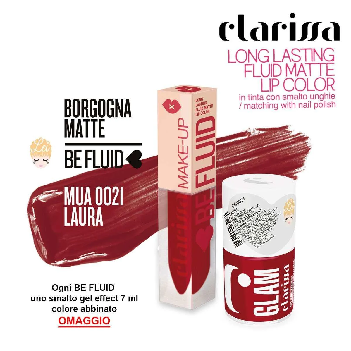 Be fluid lip color laura borgogna matte 4 ml