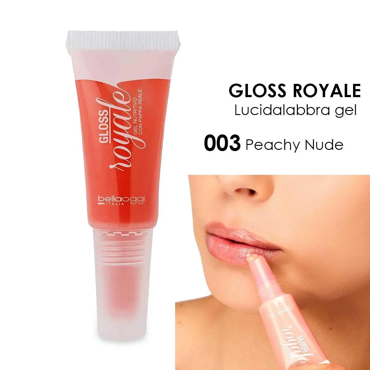 Bella oggi gloss royale lucidalabbra gel con pappa reale peachy nude 003