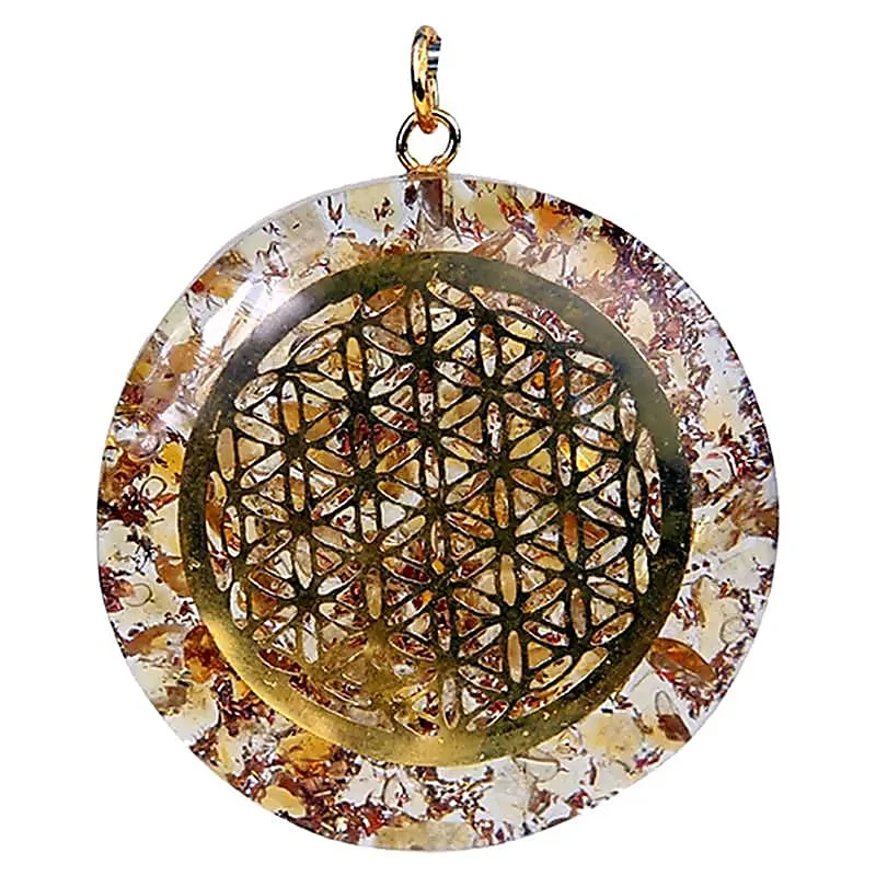 Ciondolo in Orgonite e Quarzo Citrino - Fiore della vita