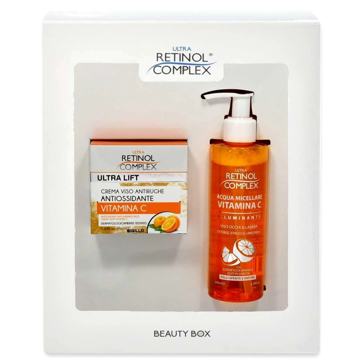 Retinol Complex Beauty Box Crema Antir. Vitamina C 50 Ml Acqua Micellare 200 Ml