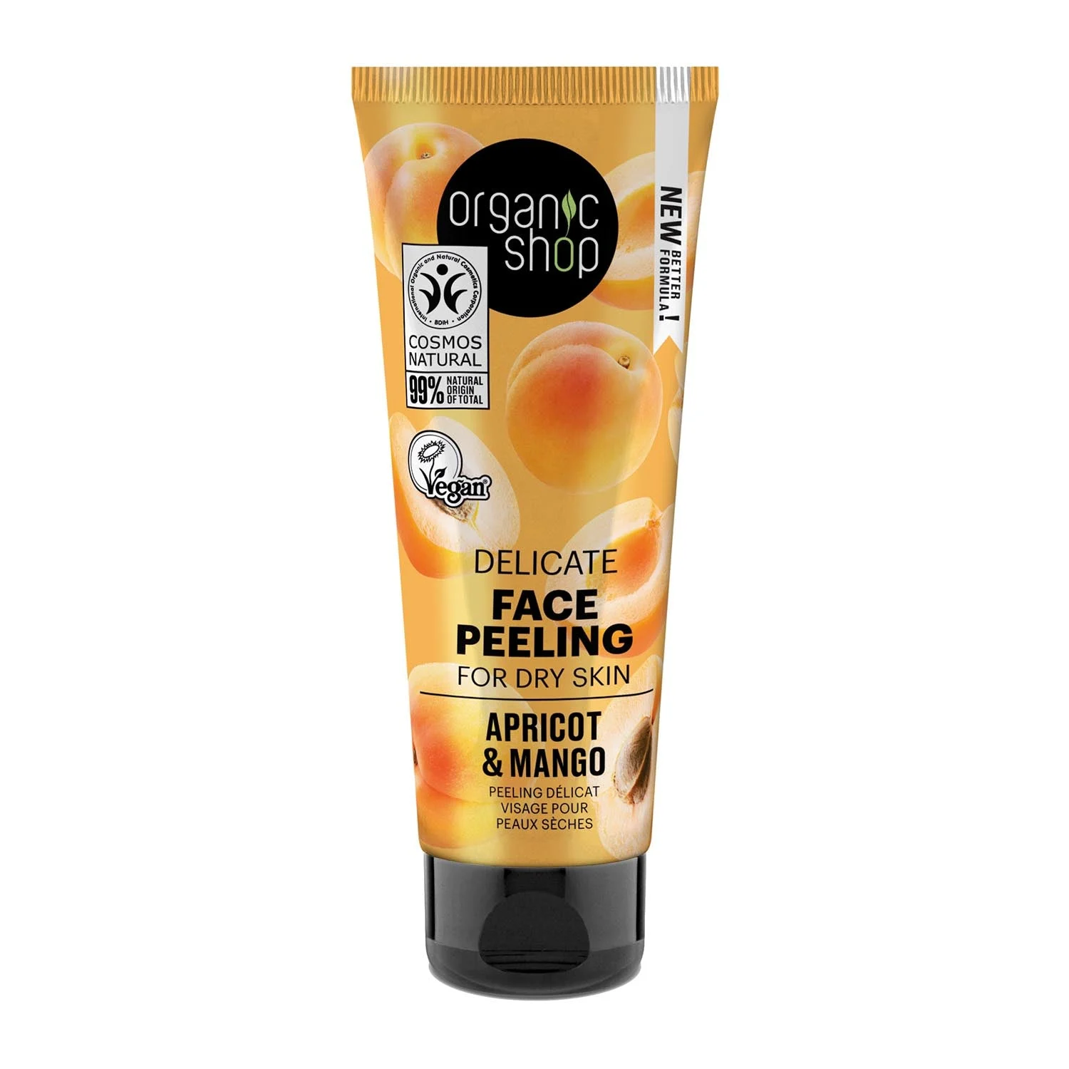 Natura Siberica Organic Shop Peeling viso delicato all'albicocca per pelli secche 75ml