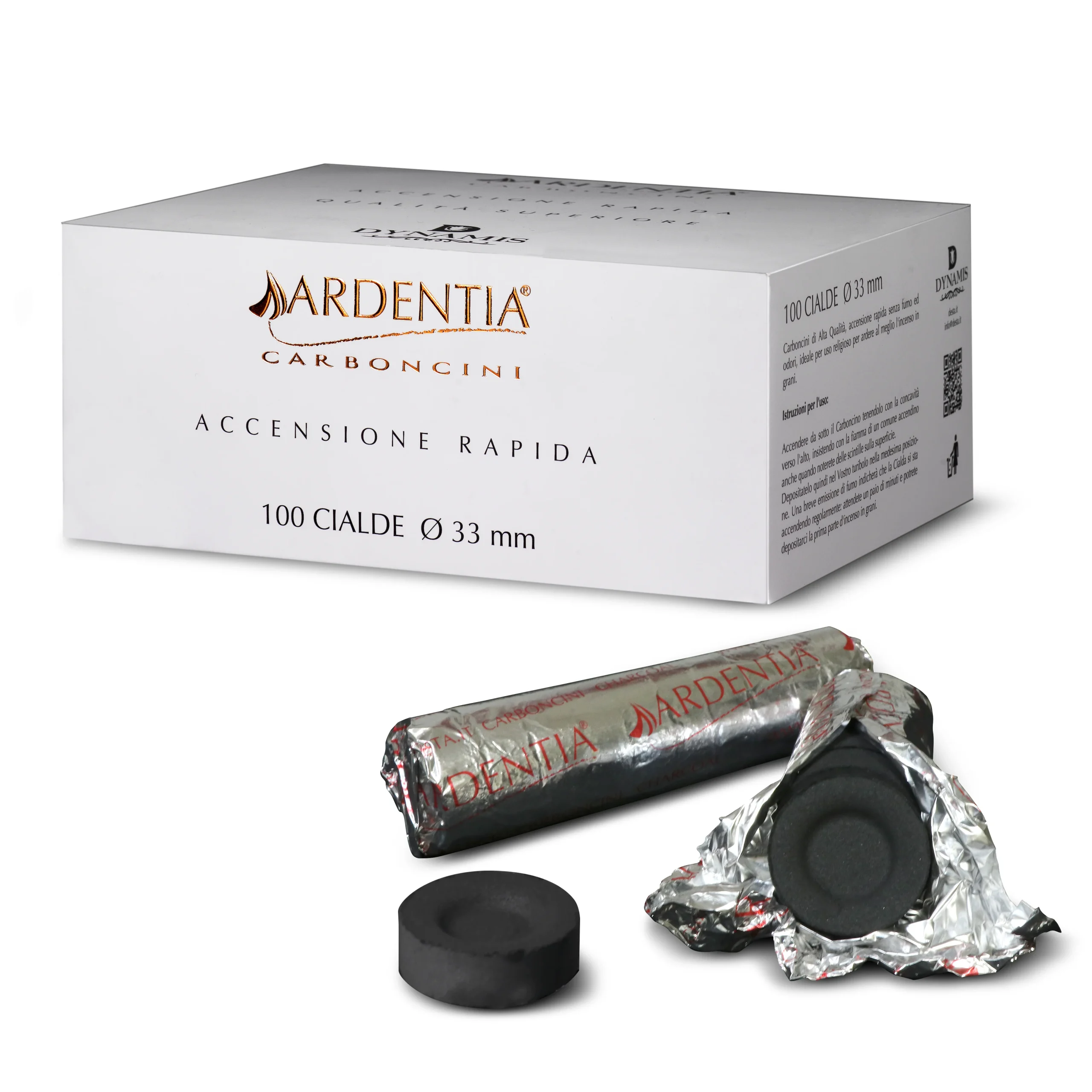 Carboncini per incenso Accensione rapida - Ardentia - Per grani, polveri e foglie essiccate - 33mm