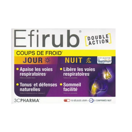 3C Pharma Efirub Coups de Froid Día Noche 15 Perlas + 5comp