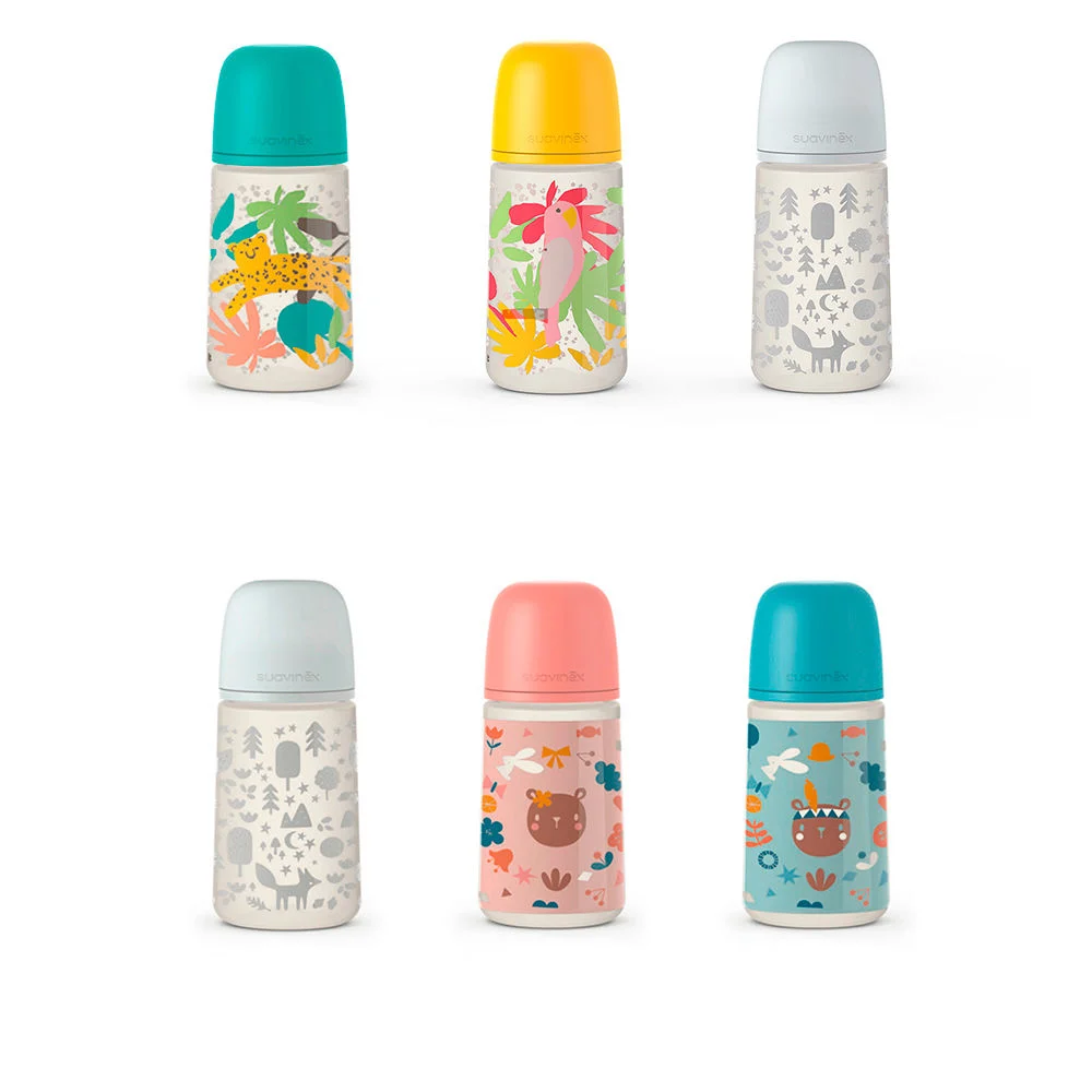 Biberon PRINTS con tettarella fisiologica, taglia M, 270 ml
