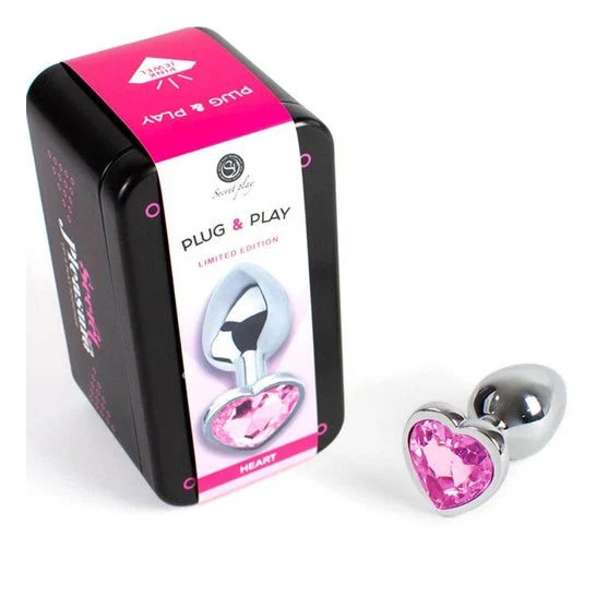 Secret Play Metal Butt Plug Corazón Fucsia Talla S 7cm 1ud