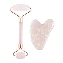 Palsar 7 Set rullo di giada al quarzo rosa e Gua Sha