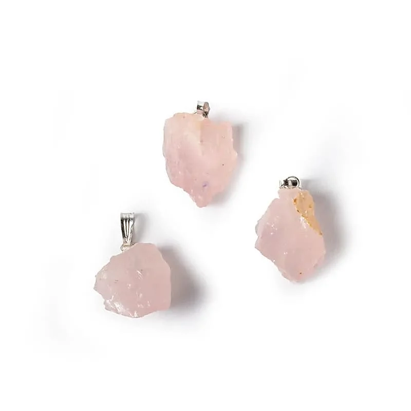 Ciondolo in Quarzo rosa Grezza Naturale - 2,5 cm