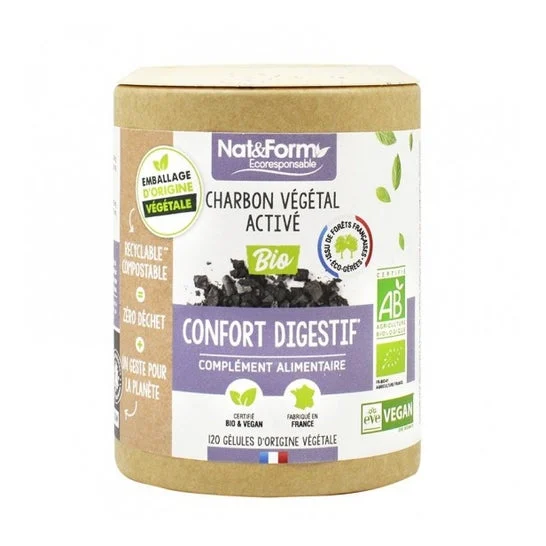 Nat&Form Carbone Vegetale Bio 120 Softgel