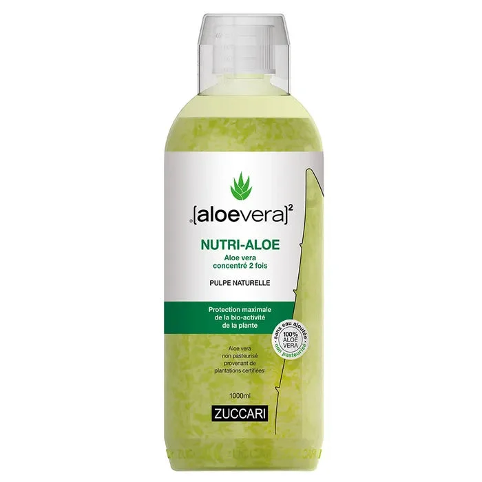 Zuccari [aloevera]2 NUTRI-ALOE Puro Succo di Aloe Vera Non Pastorizzato Senza Acqua Aggiunta x 2 Concentrato 1L