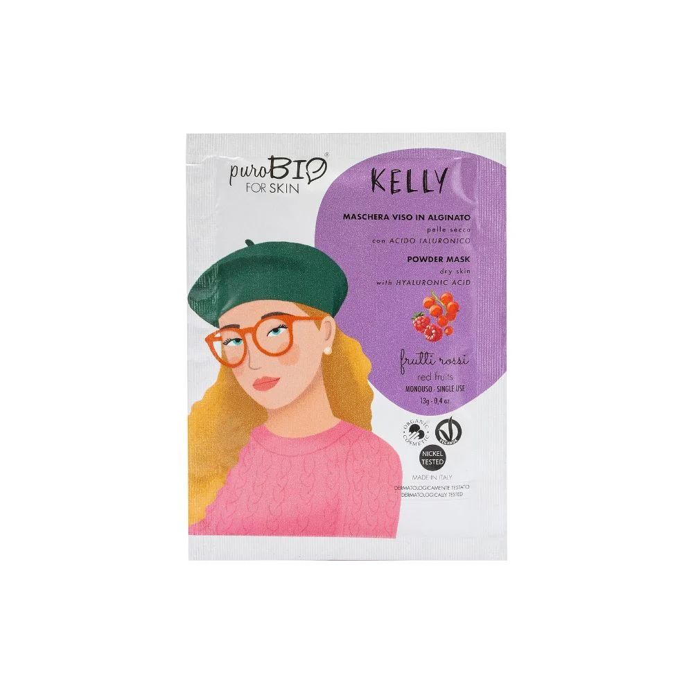 Purobio cosmetics forSKIN Kelly Maschera Viso in Alginato per Pelle Secca - Anniversary2019, 07 Frutti Rossi (13 g)