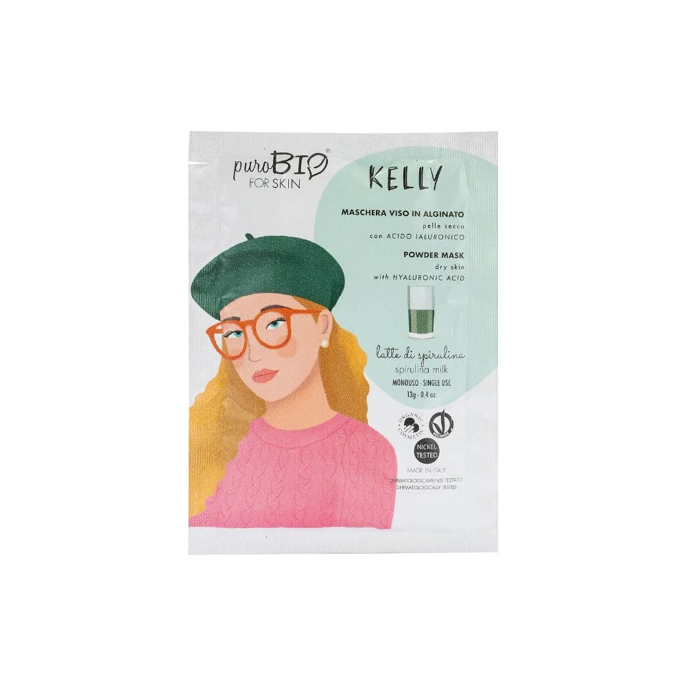 Purobio cosmetics forSKIN Kelly Maschera Viso in Alginato per Pelle Secca - Anniversary2019, 09 Latte di Spirulina (13 g)