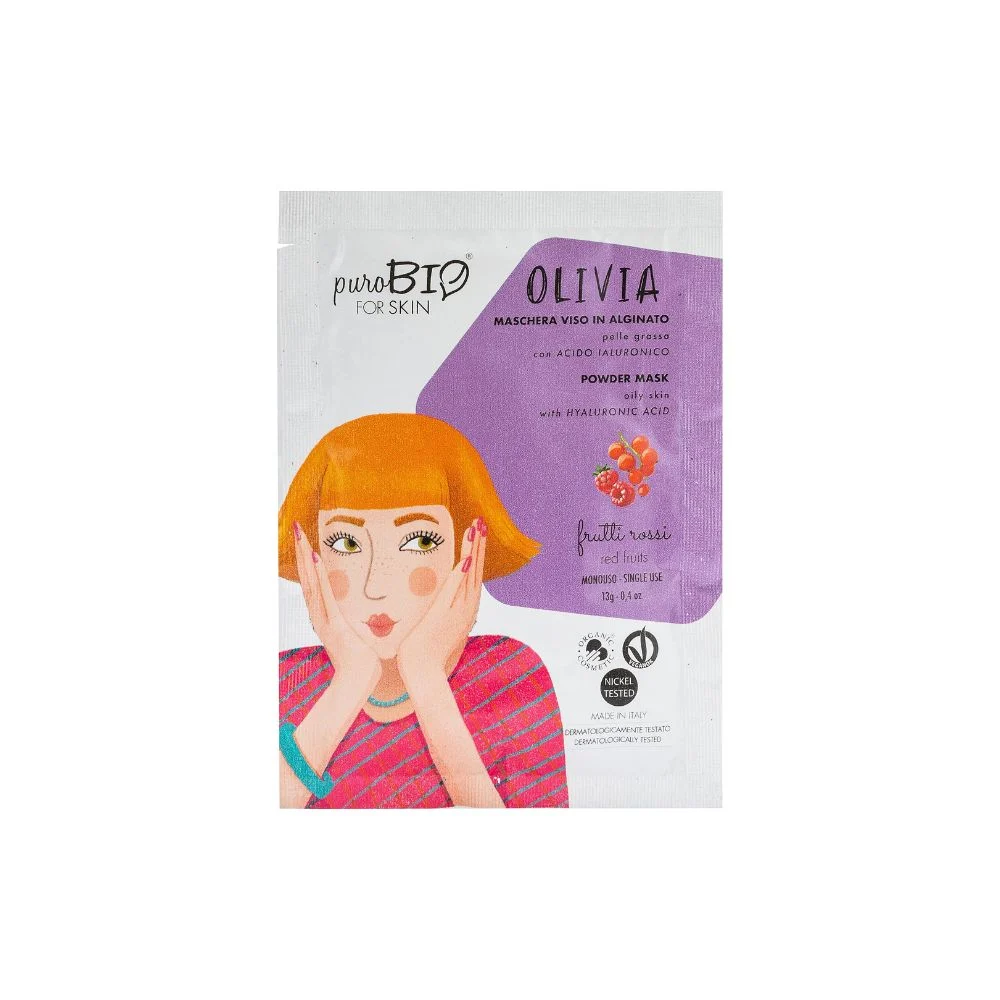 Purobio cosmetics forSKIN Olivia Maschera Viso in Alginato per Pelle Grassa - Anniversary2019, 10 Frutti Rossi (13 g)