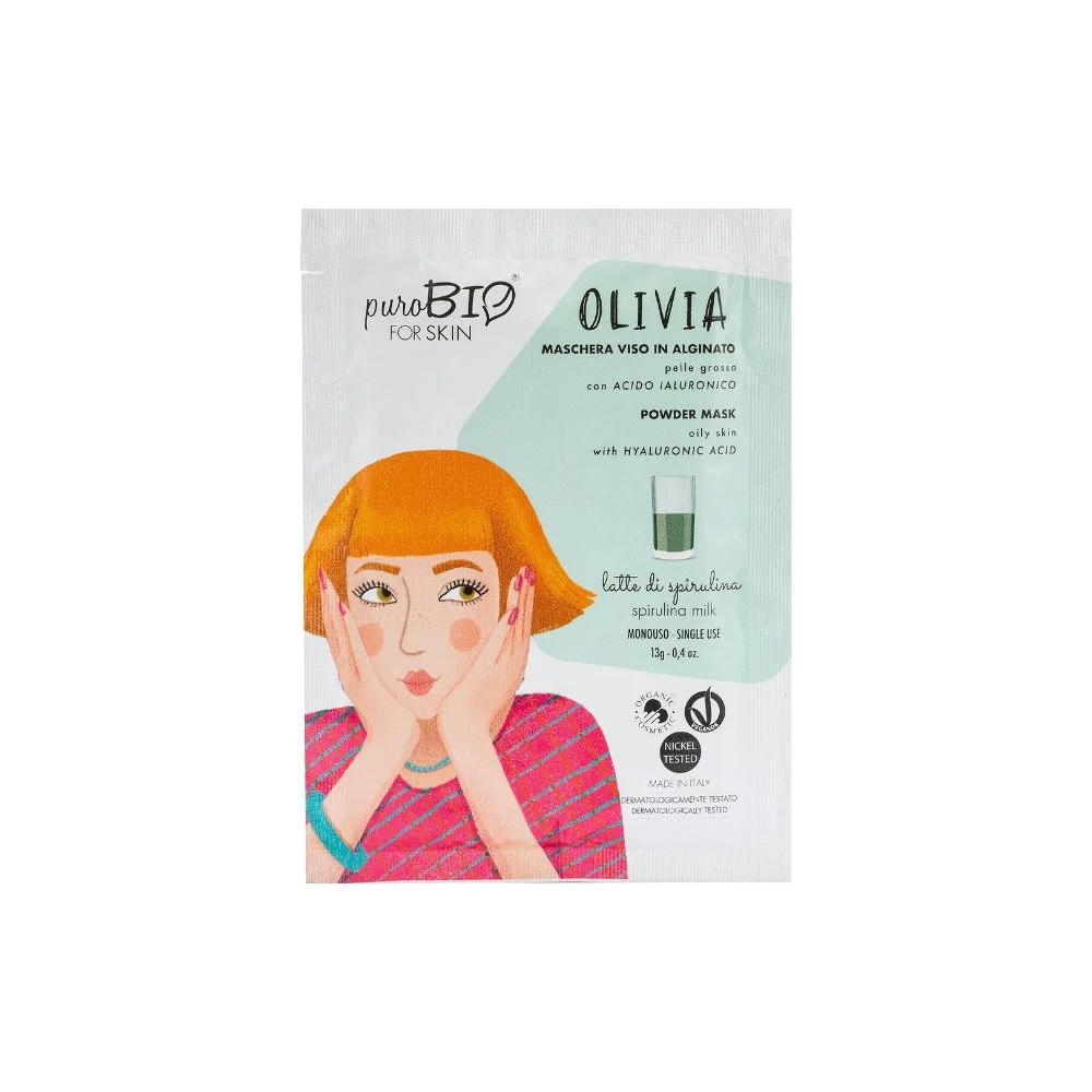 Purobio cosmetics forSKIN Olivia Maschera Viso in Alginato per Pelle Grassa - Anniversary2019, 12 Latte di Spirulina (13 g)