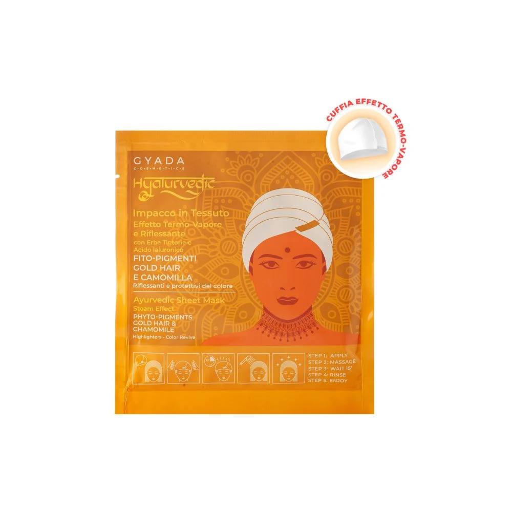 Gyada cosmetics Hyalurvedic Impacco Ayurvedico in Tessuto Riflessante capelli dorati 60 ml
