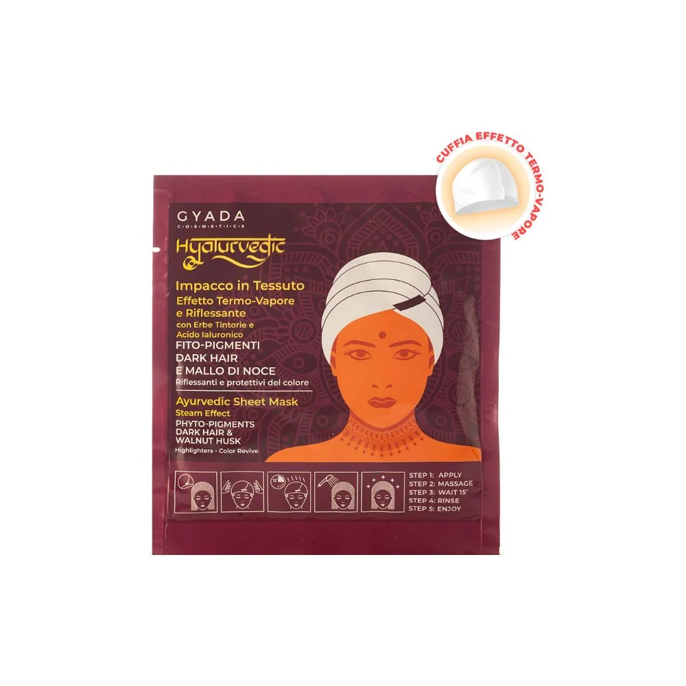 Gyada cosmetics Hyalurvedic Impacco Ayurvedico in Tessuto Riflessante capelli scuri 60 ml