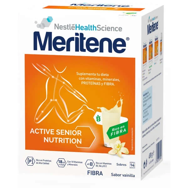 Meritene Active Senior Nutrition SHAKE Gusto Vaniglia Ricco di Fibre 14 Buste