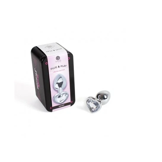 Secret Play Metal Butt Plug Corazón Transparente Talla S 7cm 1ud