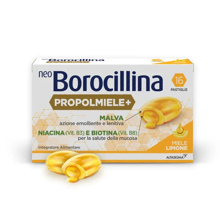 Alfasigma spa neoBorocillina Propolmiele+ 16 Pastiglie Miele Limone