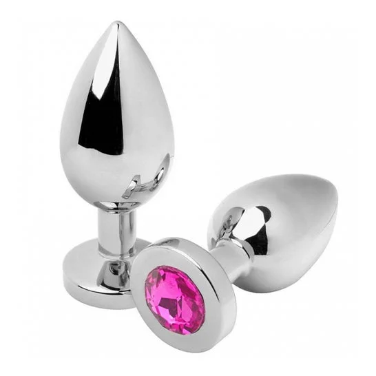 Metal Hard Anal Plug Diamond Rosa Medium 7.62cm 1 Unità