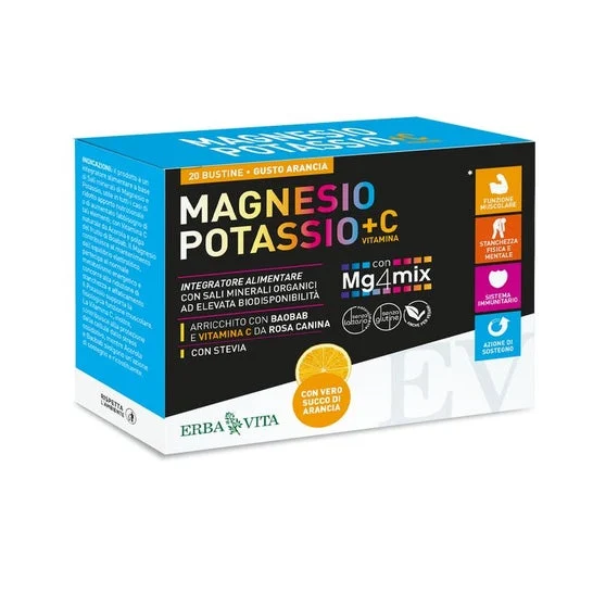 Erba Vita Magnesio e Potassio + Vitamina C Gusto Arancia 20 Unità