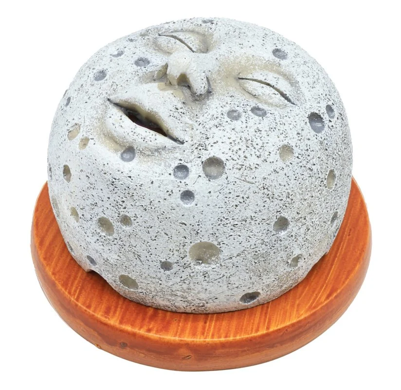 Porta Incenso Luna per Coni con Base in Legno