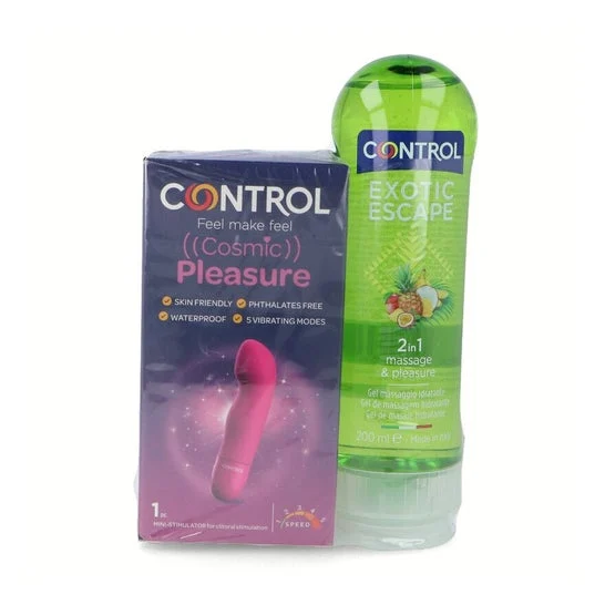 Pacchetto di controllo Presevativos Pleasure Cosmic + Lubricante 2en1