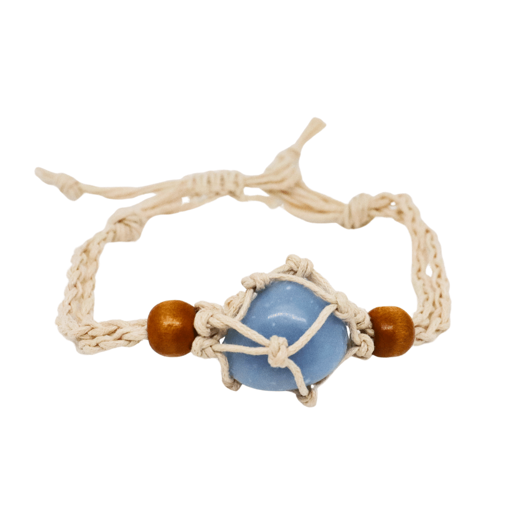 Bracciale in Macramè per Pietre Semipreziose – Lunghezza regolabile - Beige