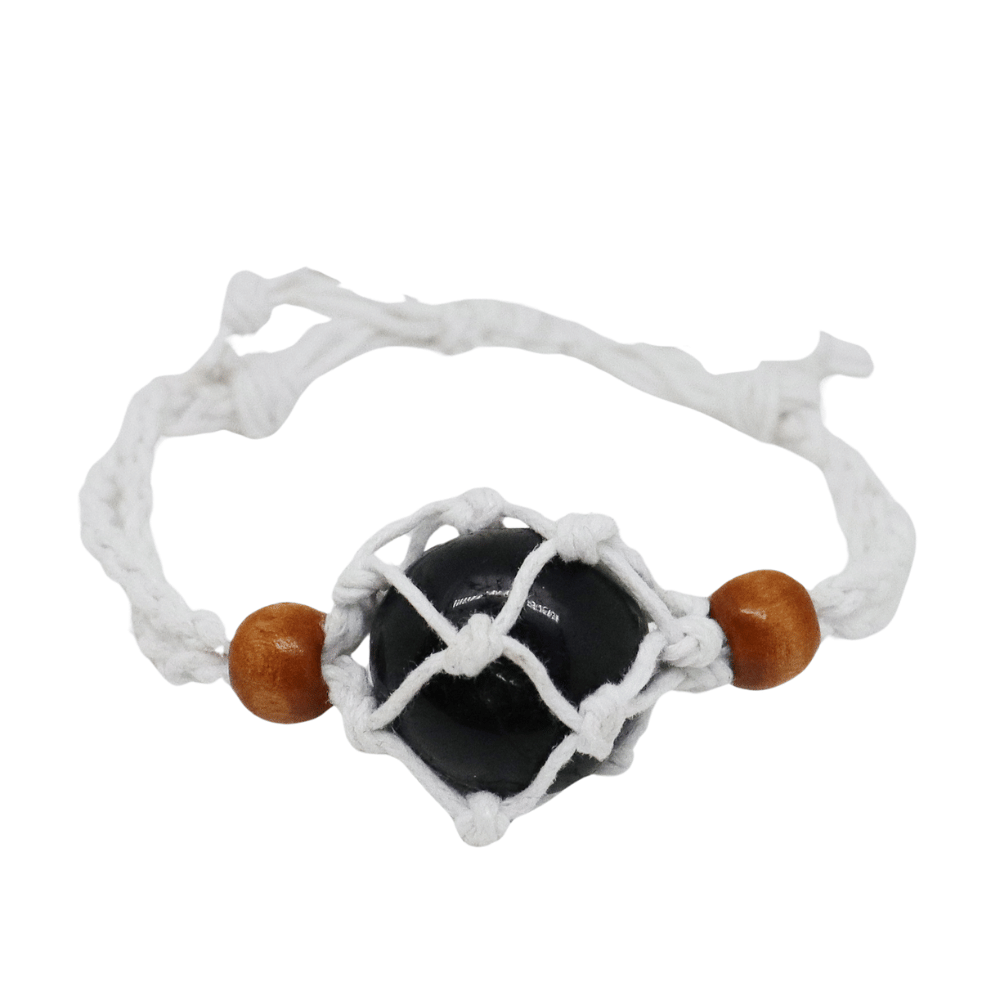 Bracciale in Macramè per Pietre Semipreziose – Lunghezza regolabile - Bianco