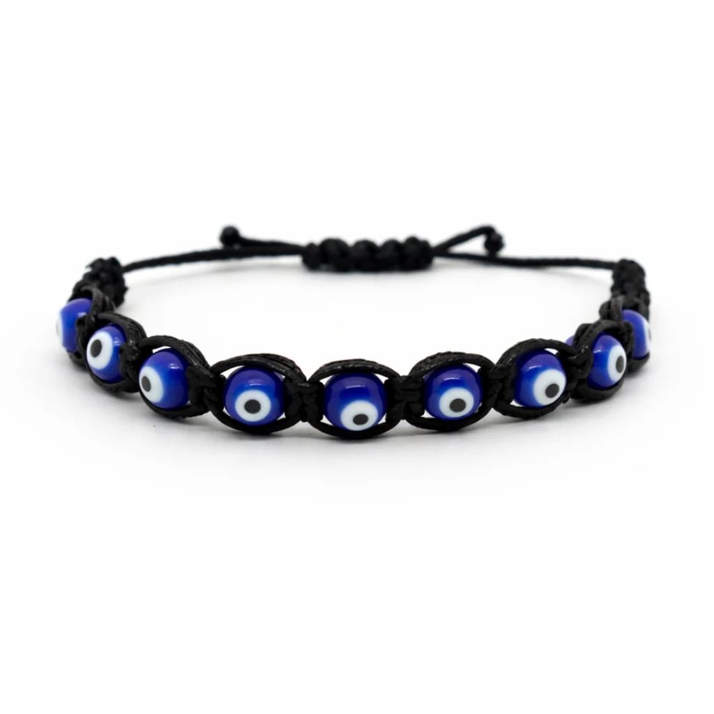 Bracciale artigianale Occhio di Nazar con Macramè – 8 mm