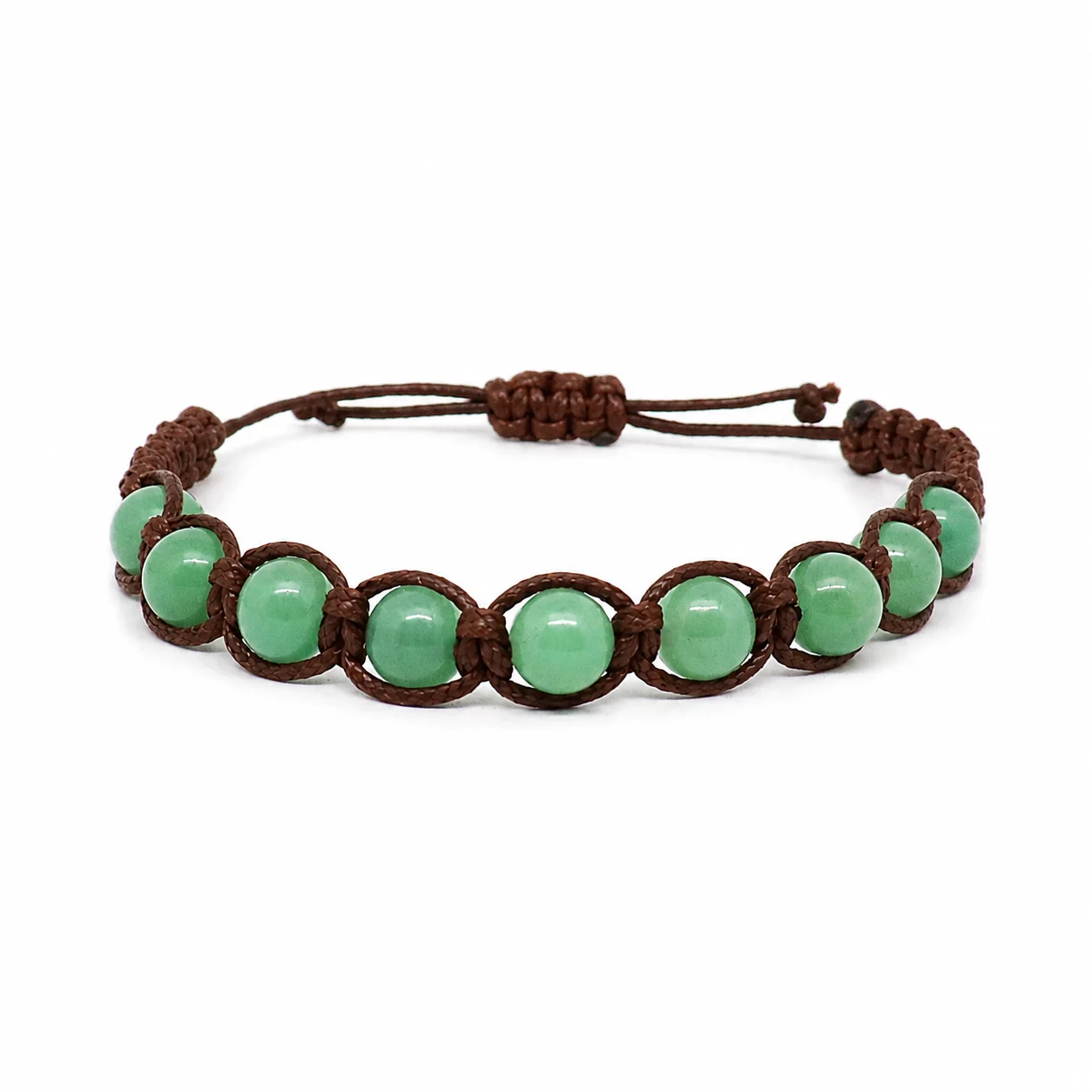 Bracciale artigianale in Avventurina con Macramè - 8 mm