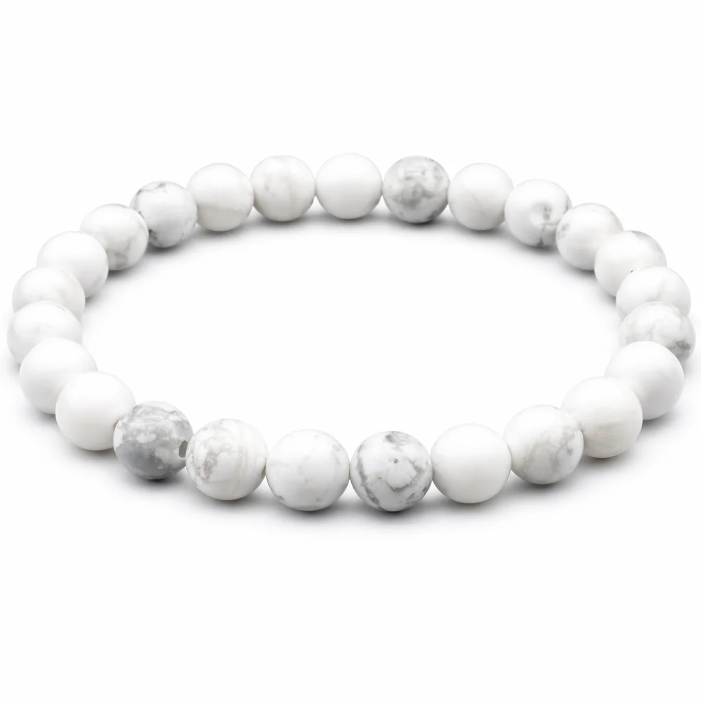 Bracciale in Howlite bianca - 6mm