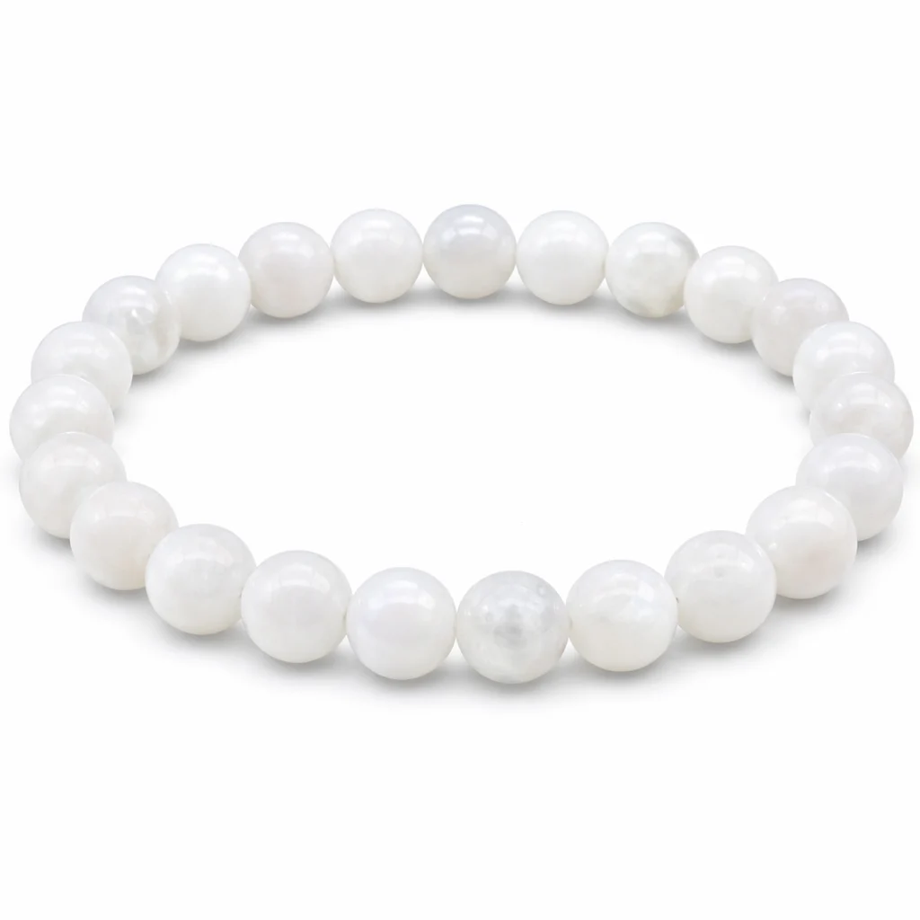 Bracciale in Pietra di luna bianca - 8mm