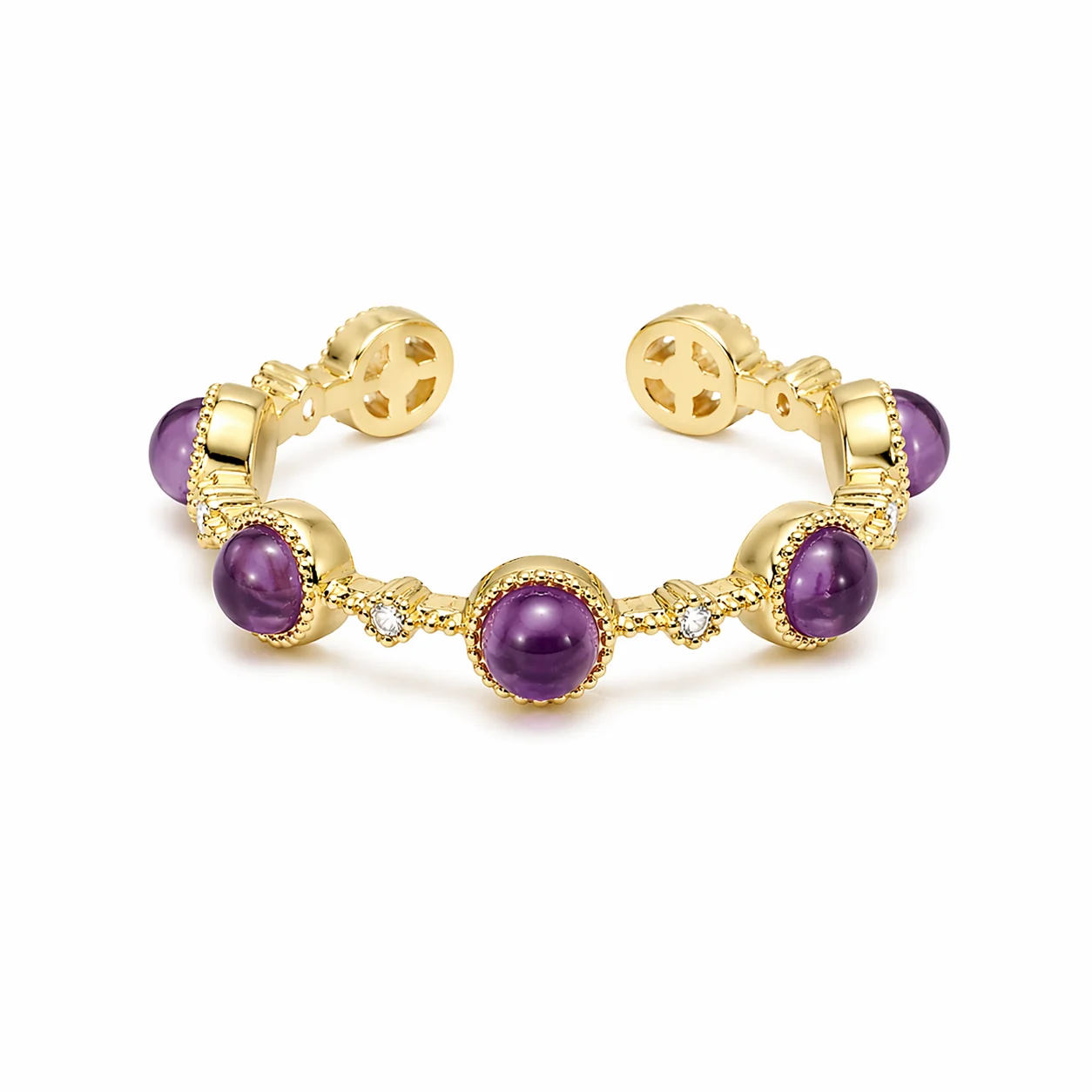 Anello Aperto Regolabile con Ametista