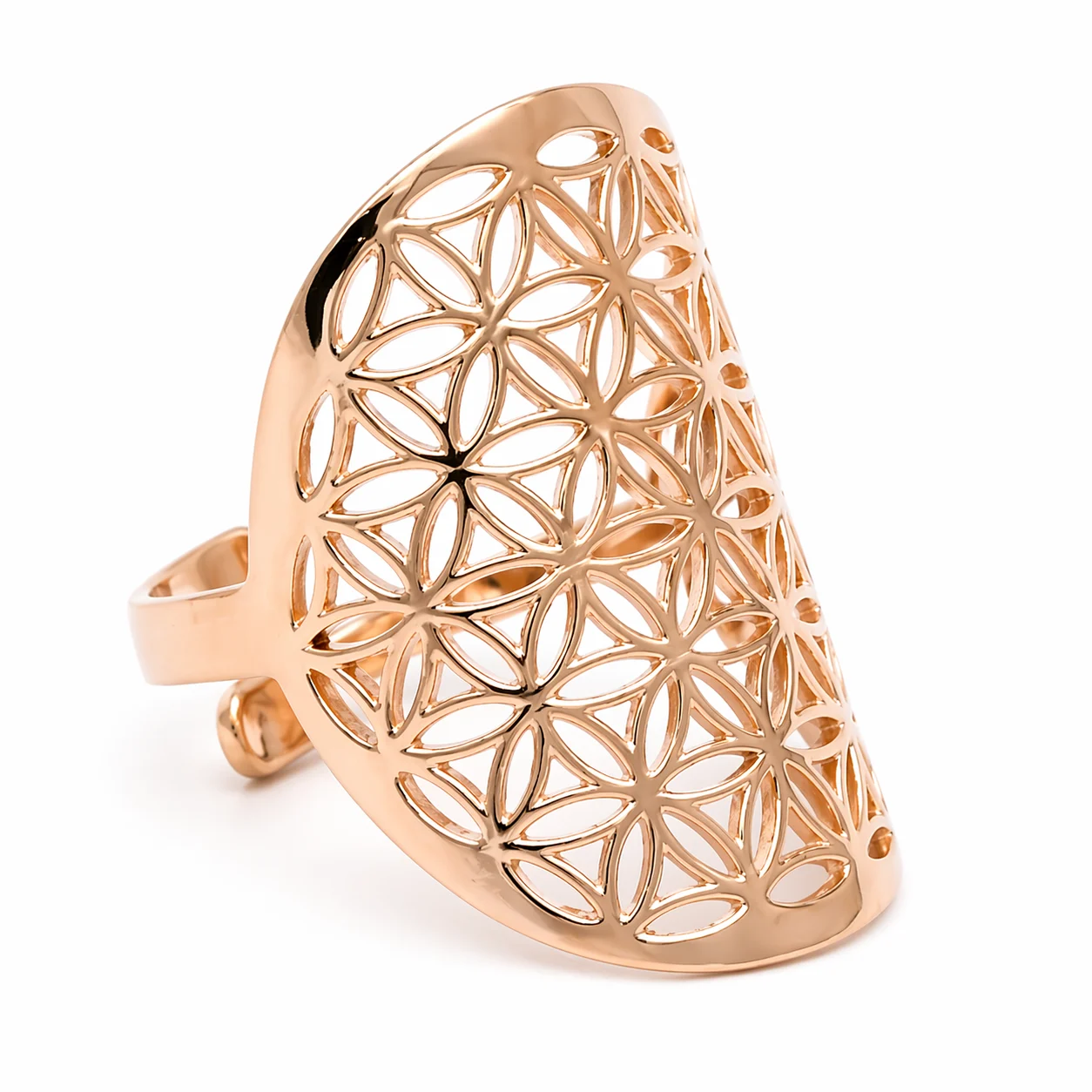 Anello Fiore della Vita Regolabile Oro Rosa – Geometria Sacra