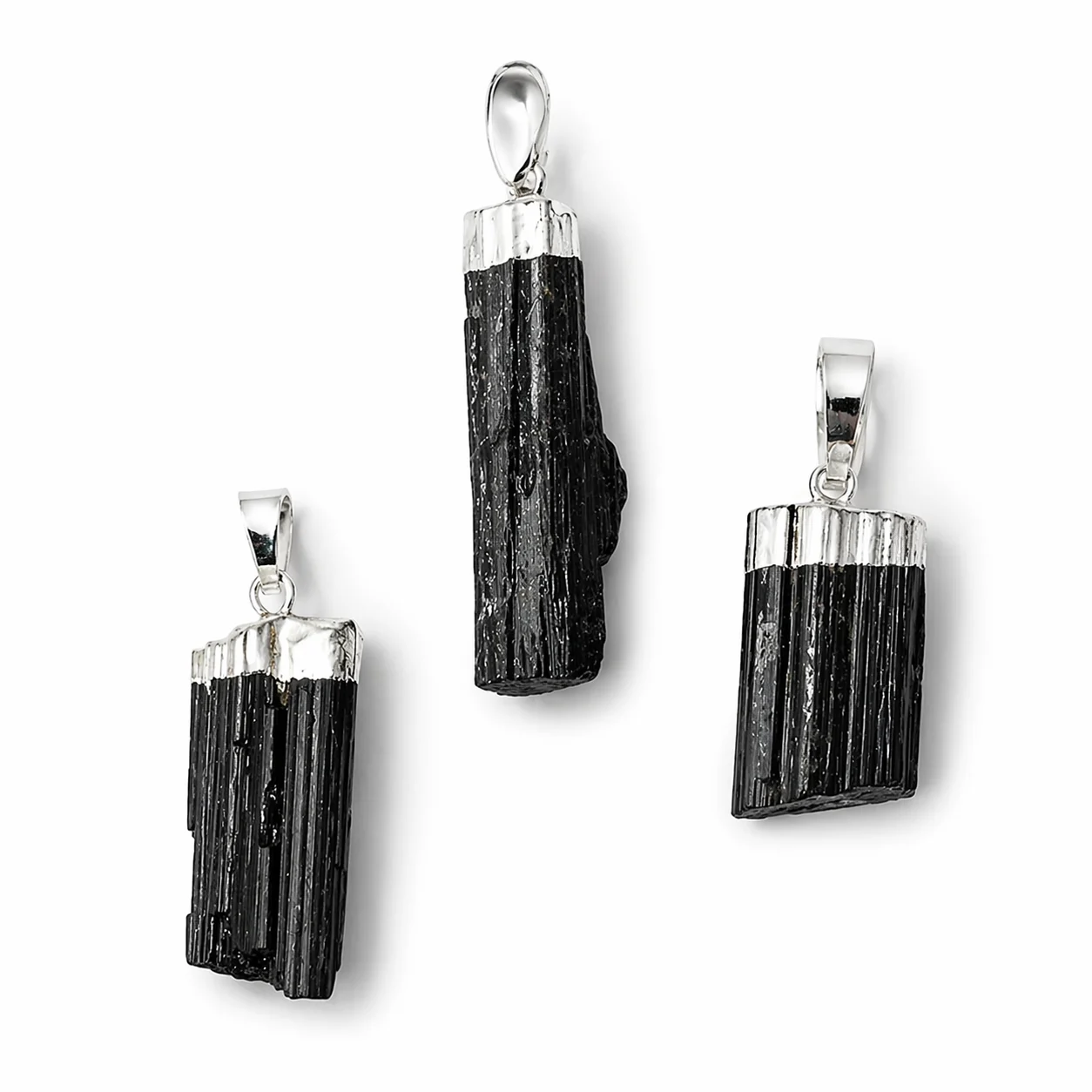 Ciondolo in Tormalina Grezza Naturale galvanizzato - 3,5 - 4 cm