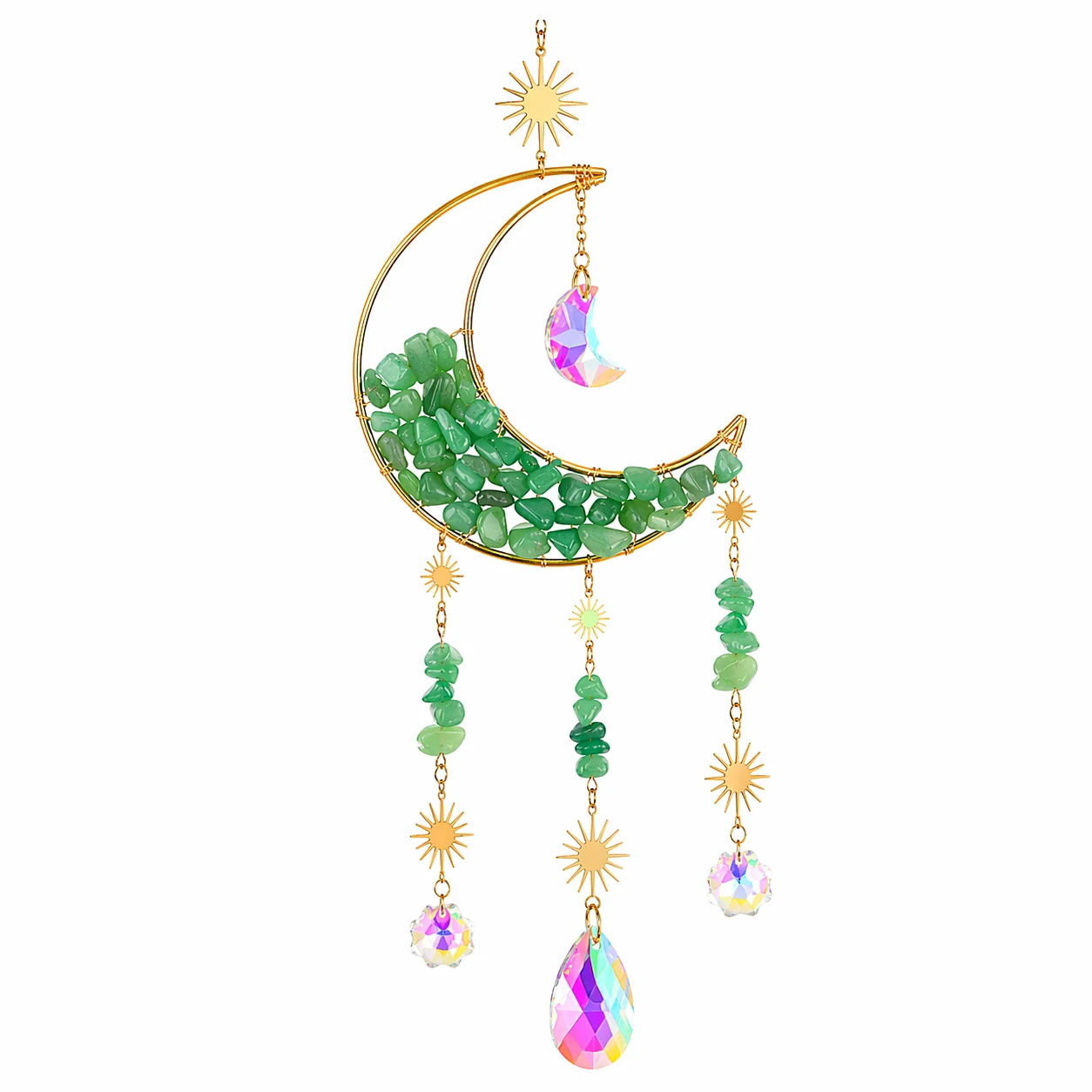 Acchiappasole Sole e Luna in Avventurina Verde – 47cm