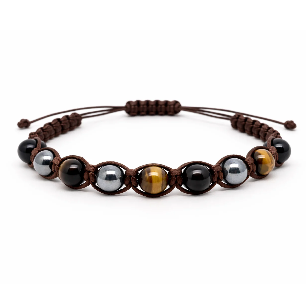 Bracciale artigianale Triplice Protezione con Macramè - 8 mm