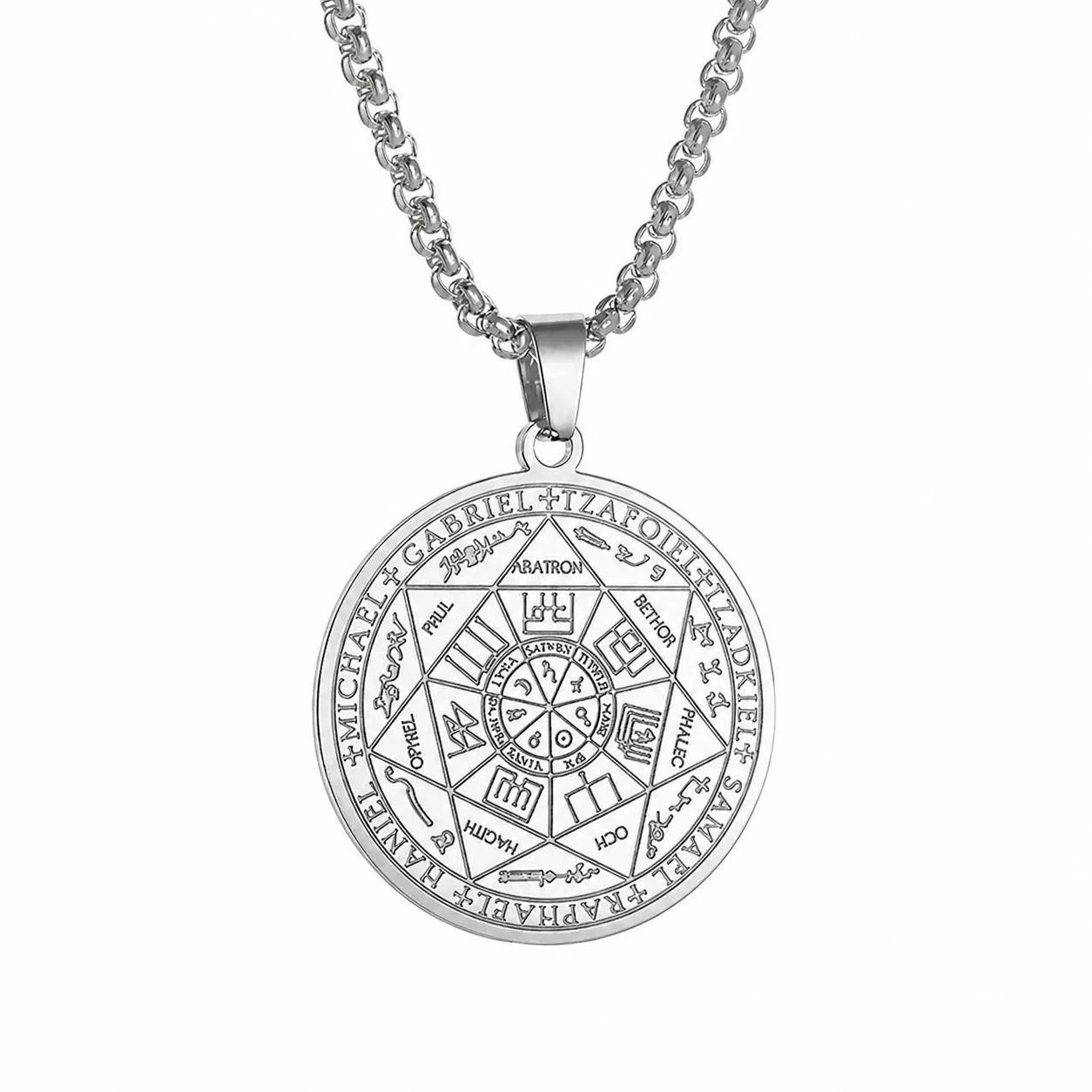 Collana Sigillo dei Sette Angeli di Salomone in Acciaio – Amuleto Esagramma