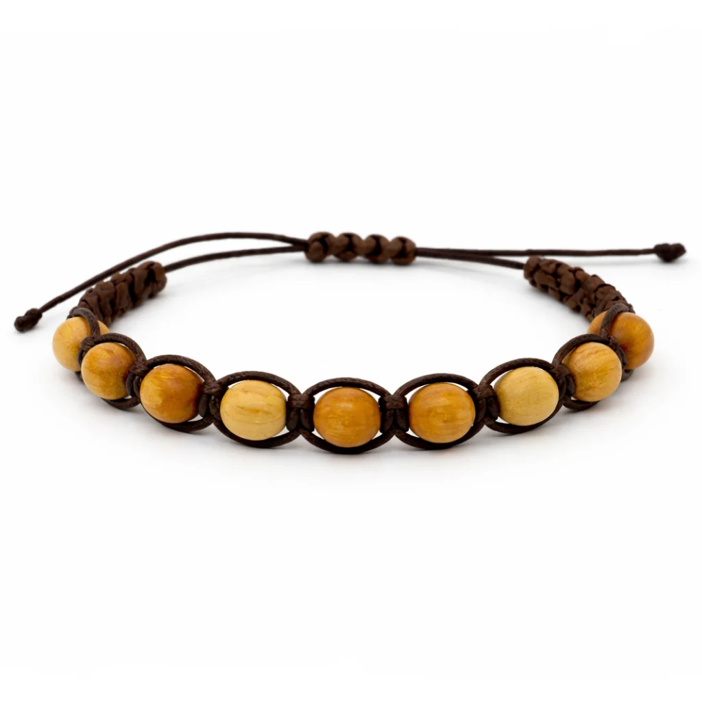 Bracciale artigianale in Palo Santo con Macramè - 8 mm