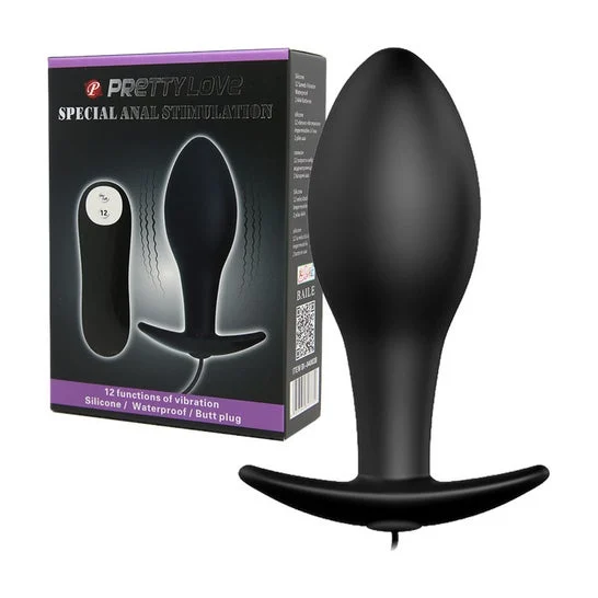 Pretty Love Anal Plug Silicone forma di ancora 12 modalità di vibrazione nero 1pc