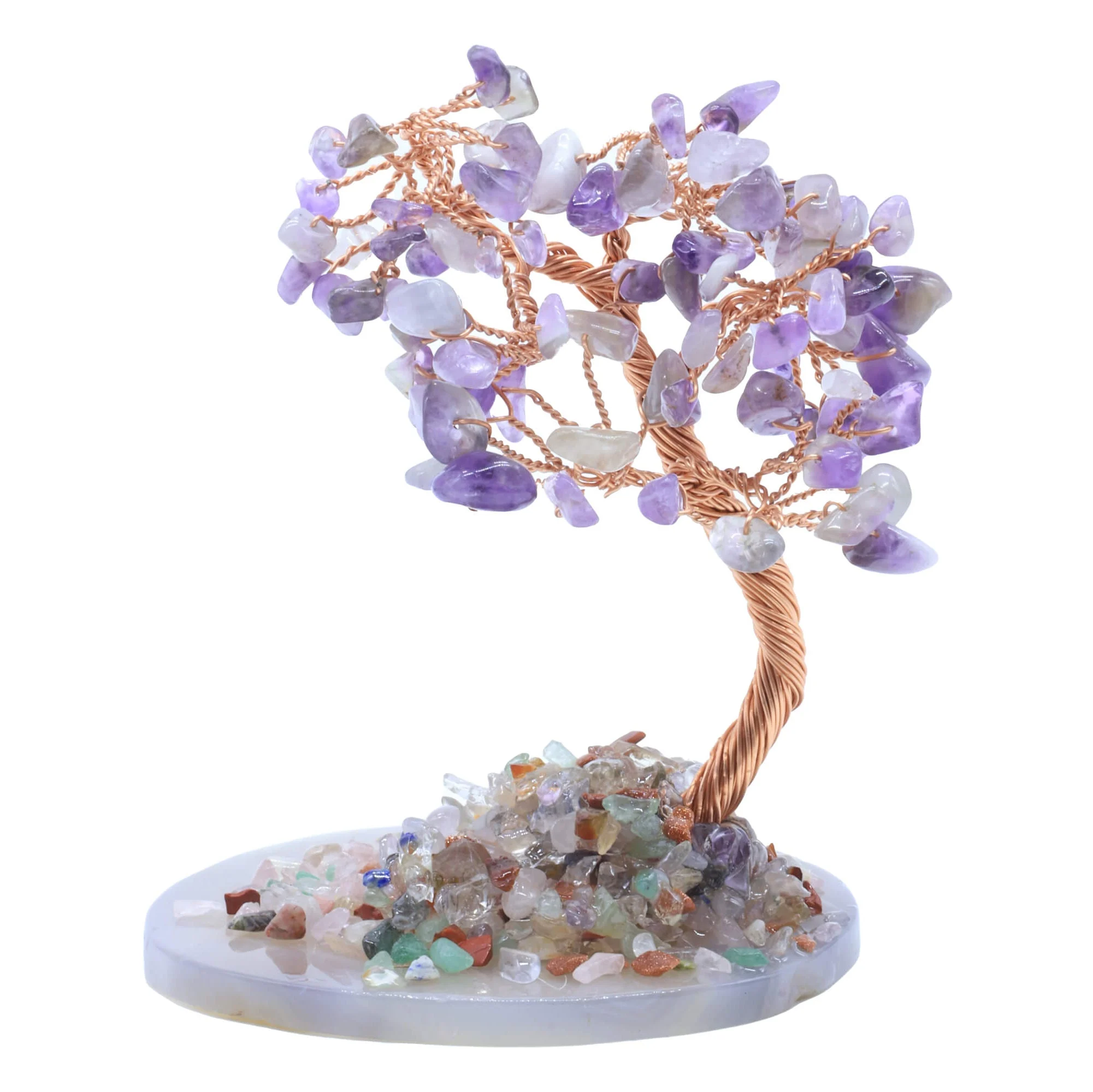 Albero della Felicità in Ametista su Fetta di Agata – 12 cm