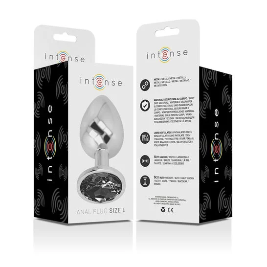 Intense Plug Anal Metal con Cristal Negro Talla L 1ud