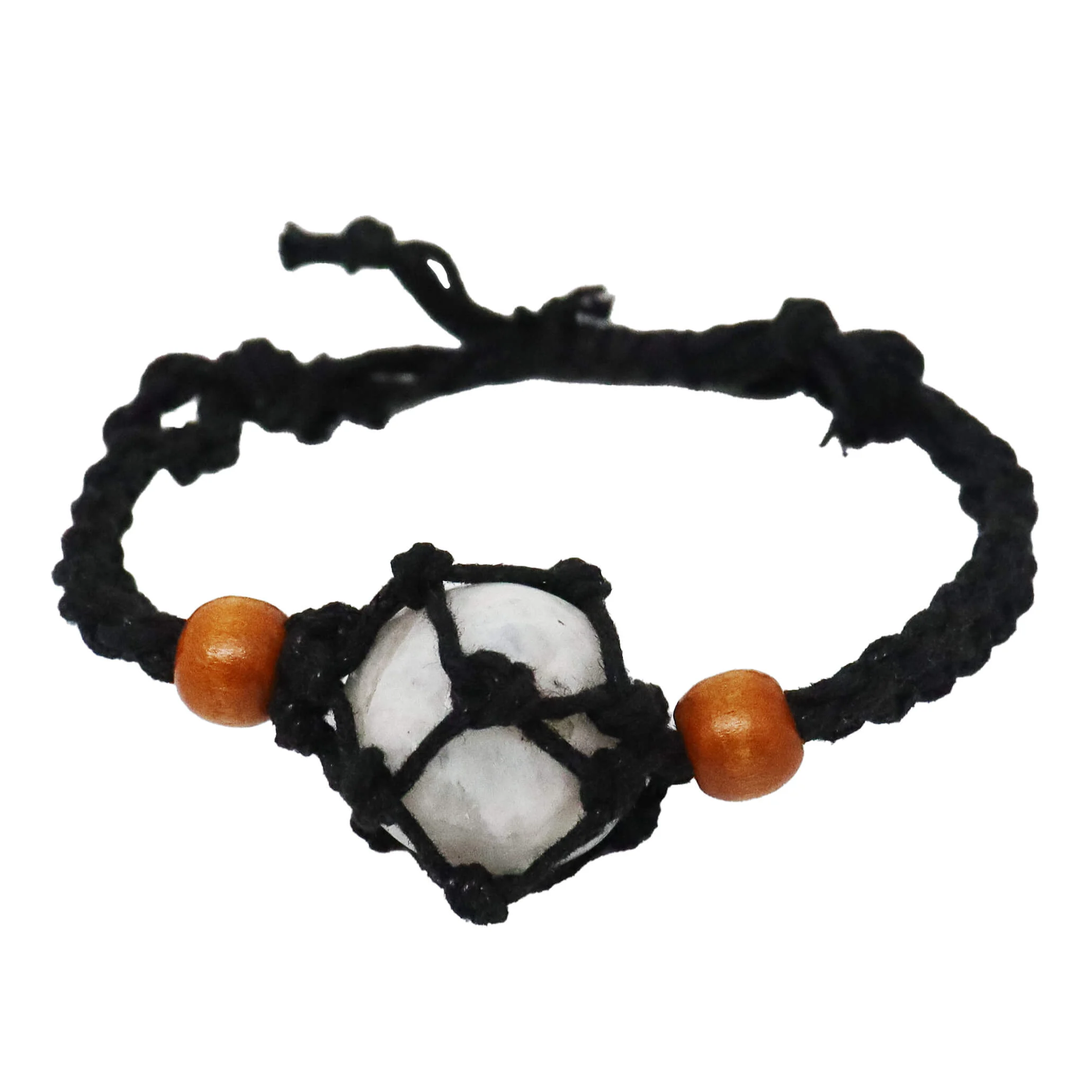 Bracciale in Macramè per Pietre Semipreziose – Lunghezza regolabile - Nero